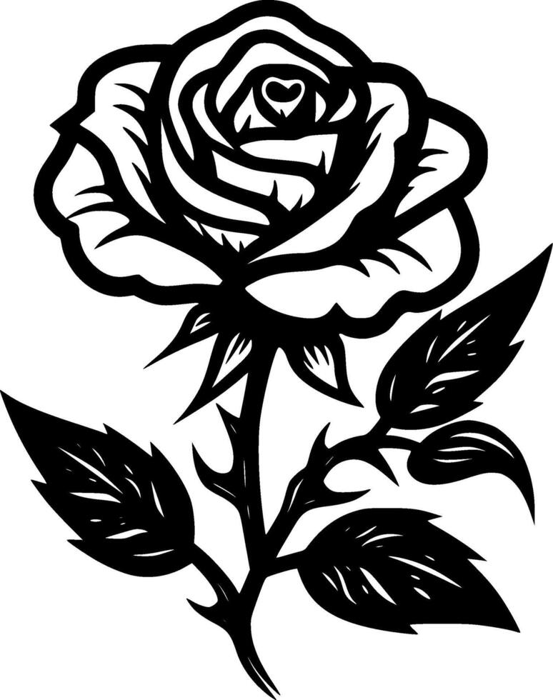 Rose - Black and White Isolated Icon - illustration vector