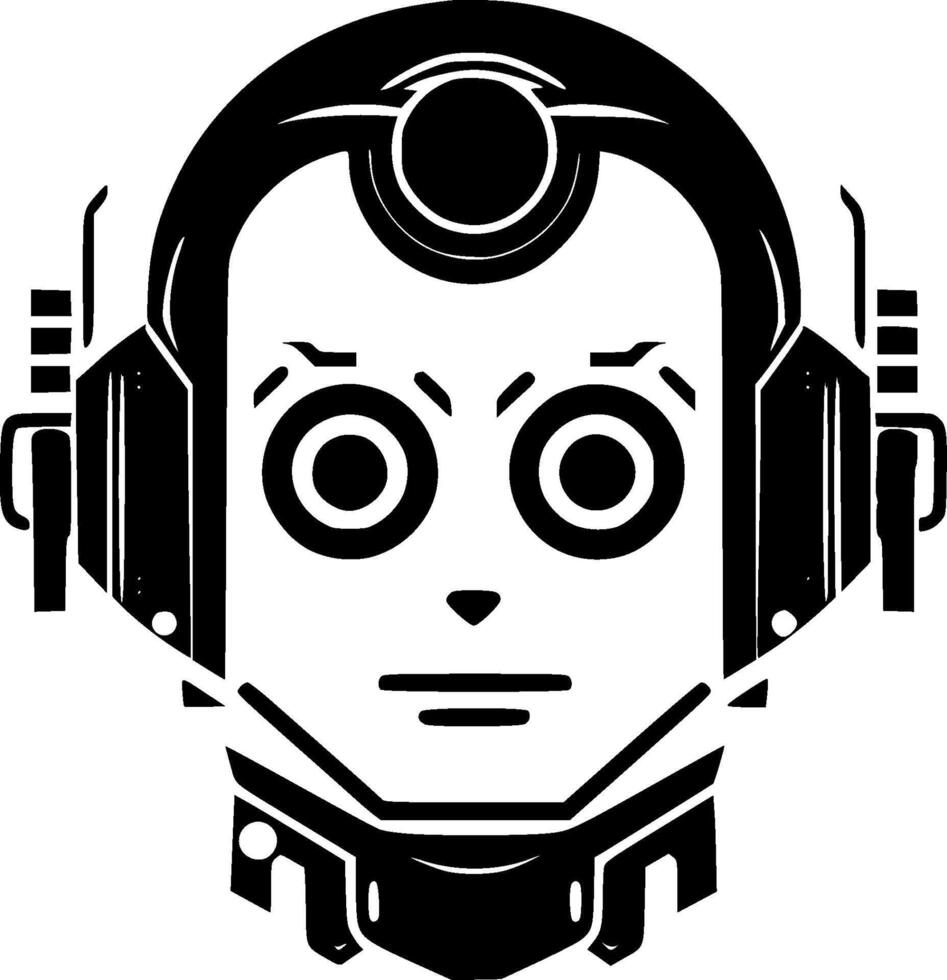 Robot - Black and White Isolated Icon - illustration vector