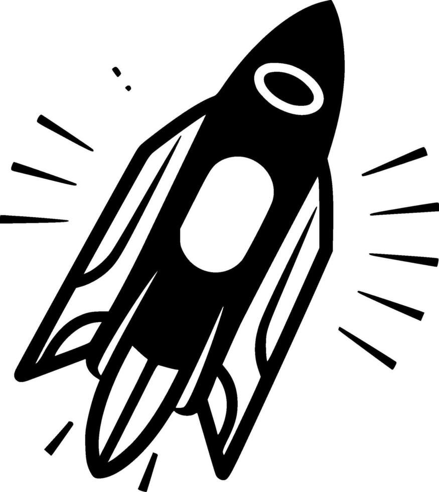 Rocket - Black and White Isolated Icon - illustration vector