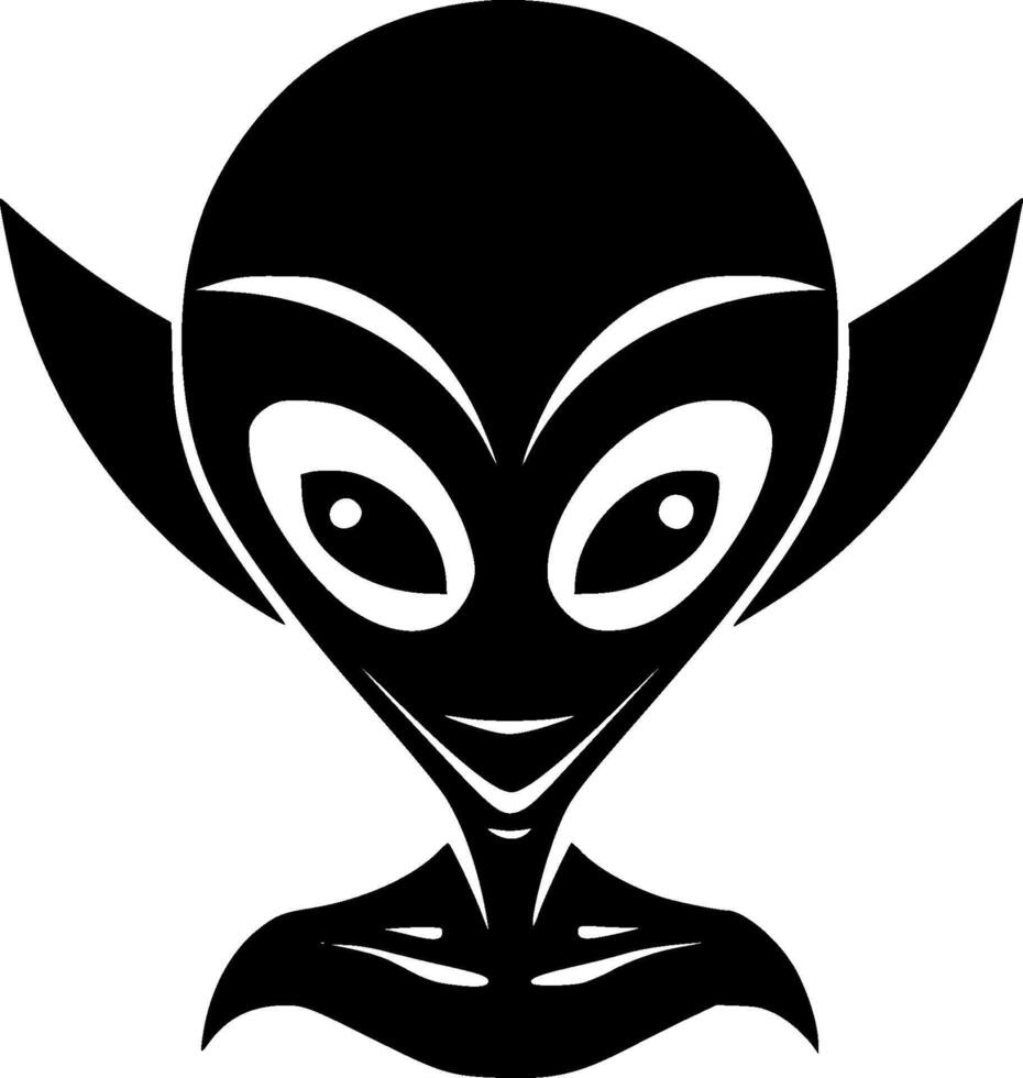 Alien, Black and White illustration vector