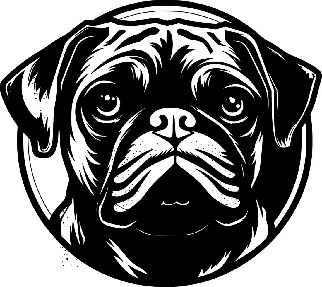 Pug - Black and White Isolated Icon - illustration vector