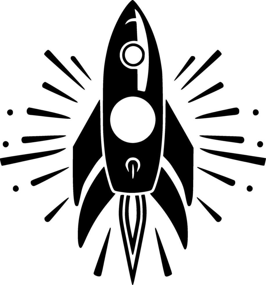 Rocket, Black and White illustration vector