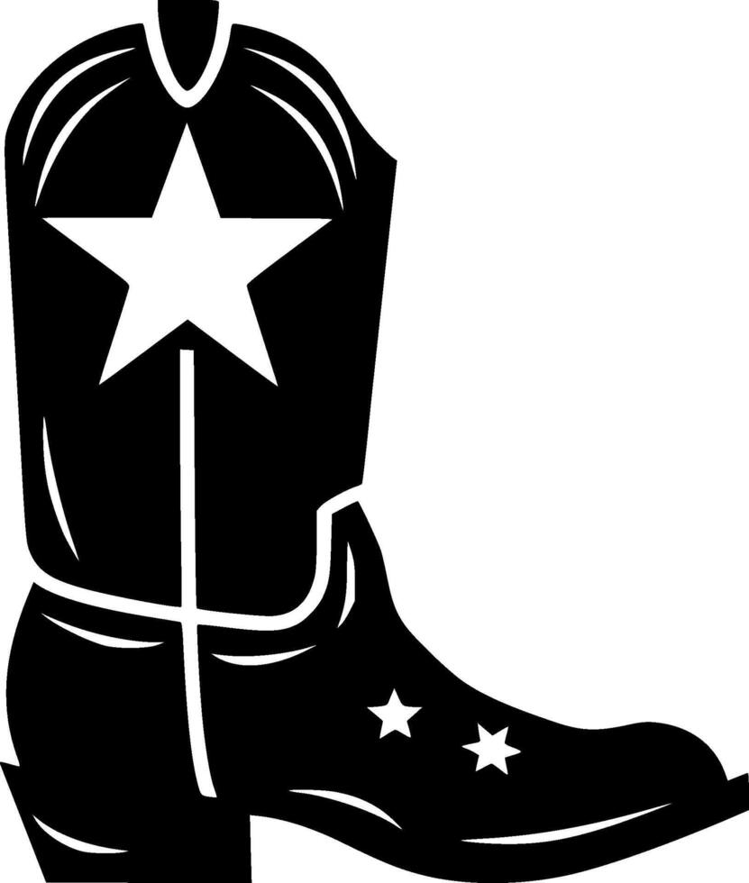 Cowboy Boot - Black and White Isolated Icon - illustration vector