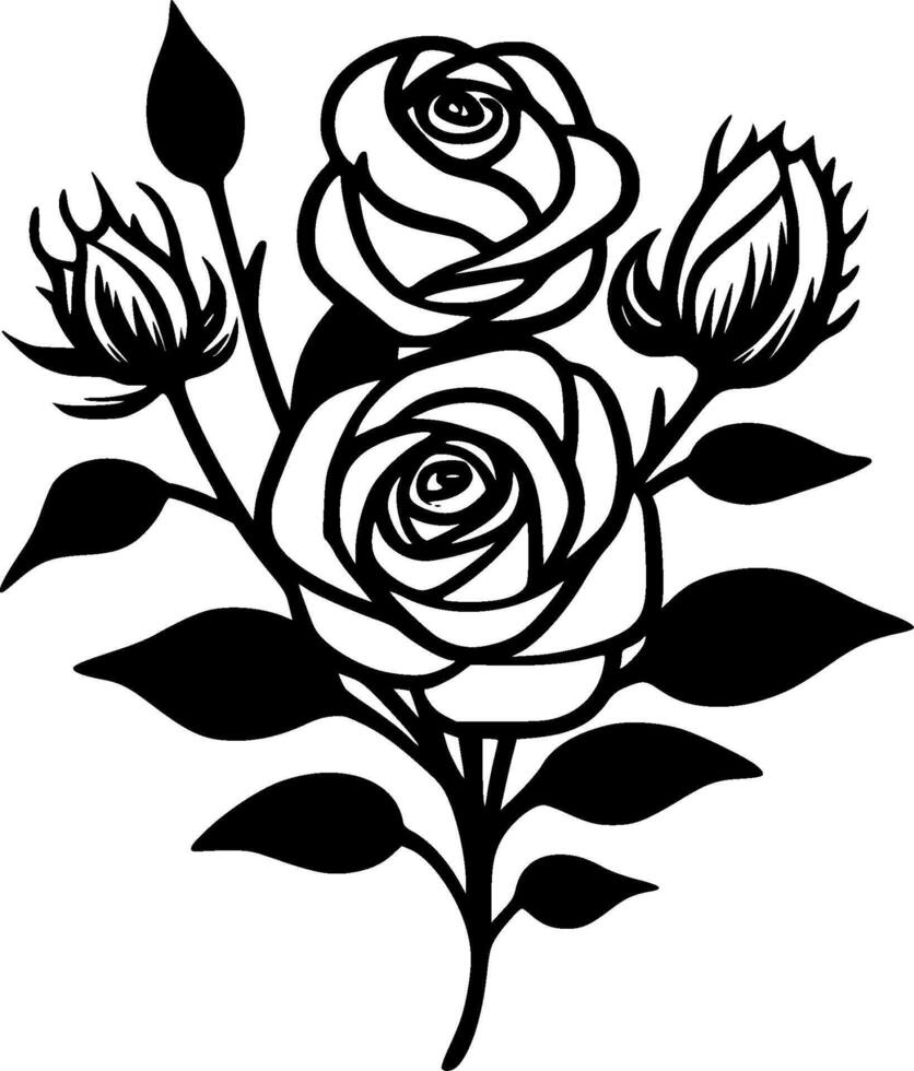 Roses, Black and White illustration vector