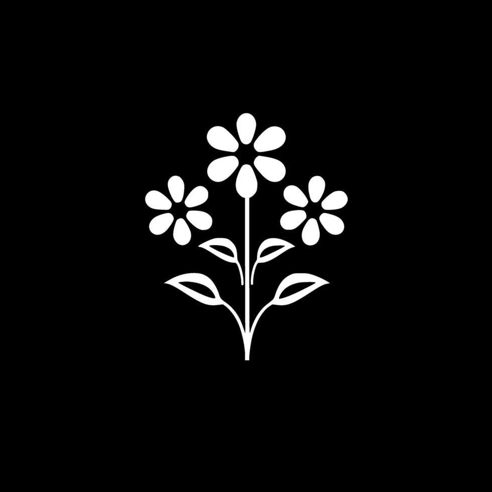 Flowers - Black and White Isolated Icon - illustration vector