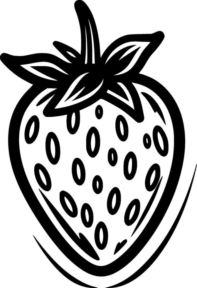 Strawberry - Black and White Isolated Icon - illustration vector