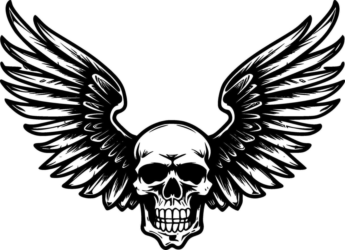 Skull With Wings, Minimalist and Simple Silhouette - illustration vector