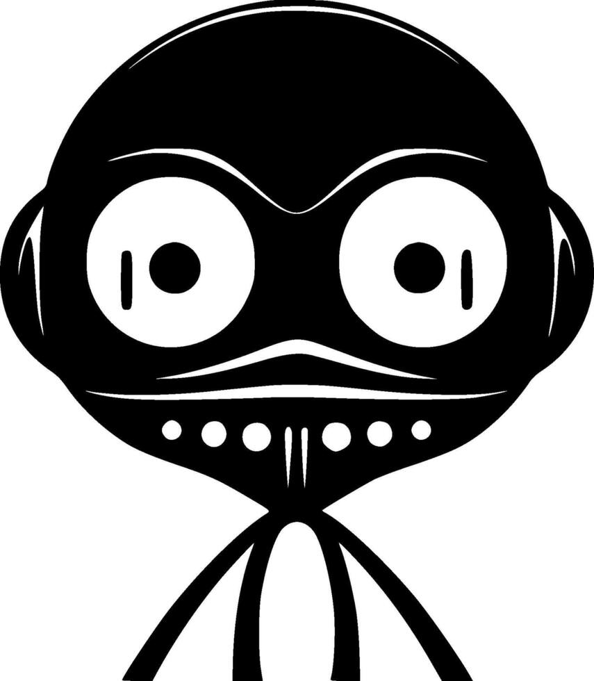 Alien - Black and White Isolated Icon - illustration vector