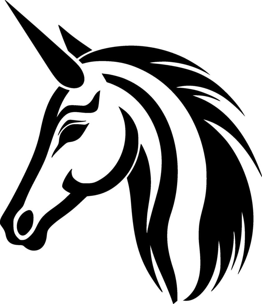 Unicorn, Black and White illustration vector
