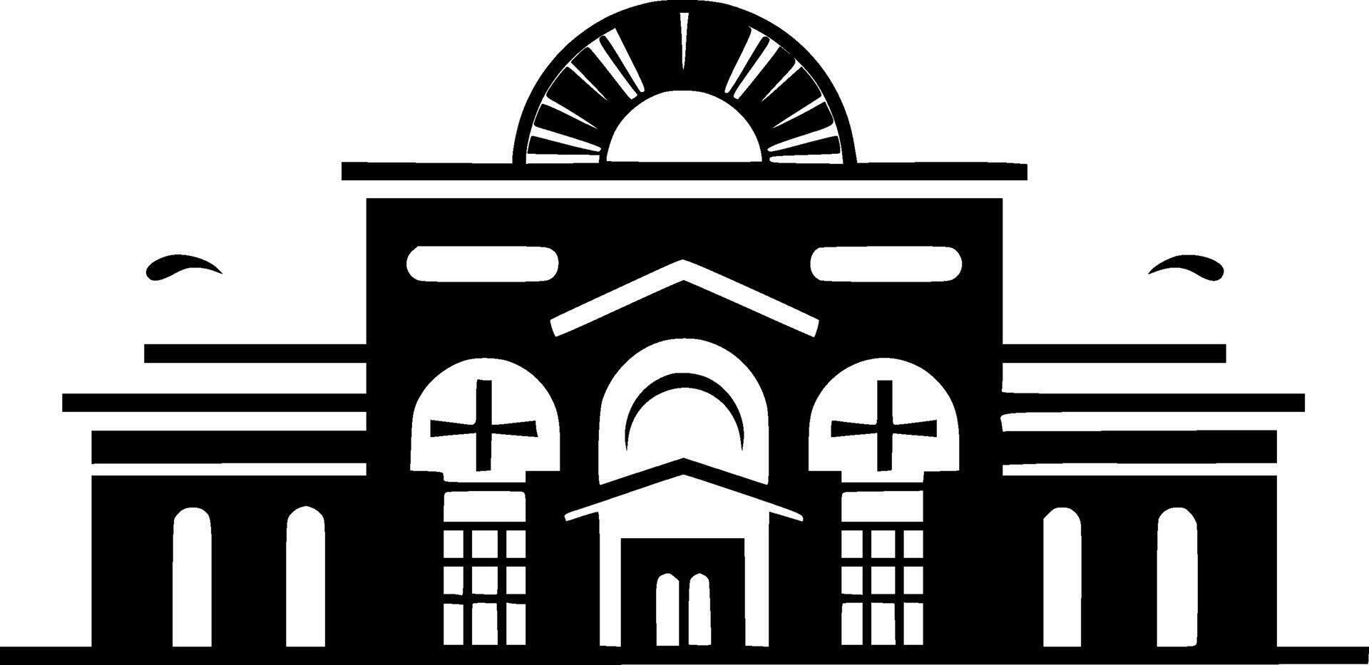 School - Black and White Isolated Icon - illustration vector