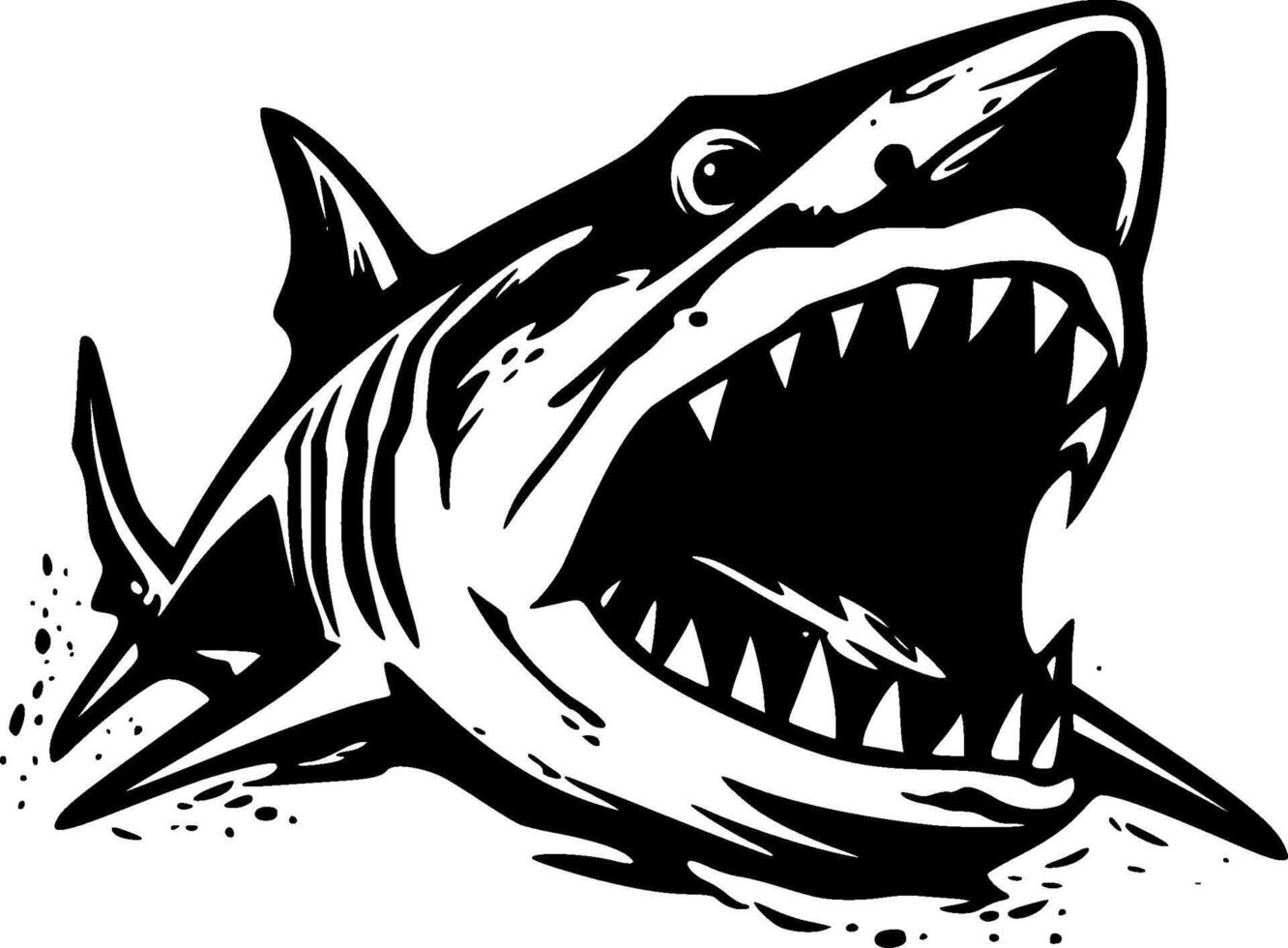 Shark, Black and White illustration vector