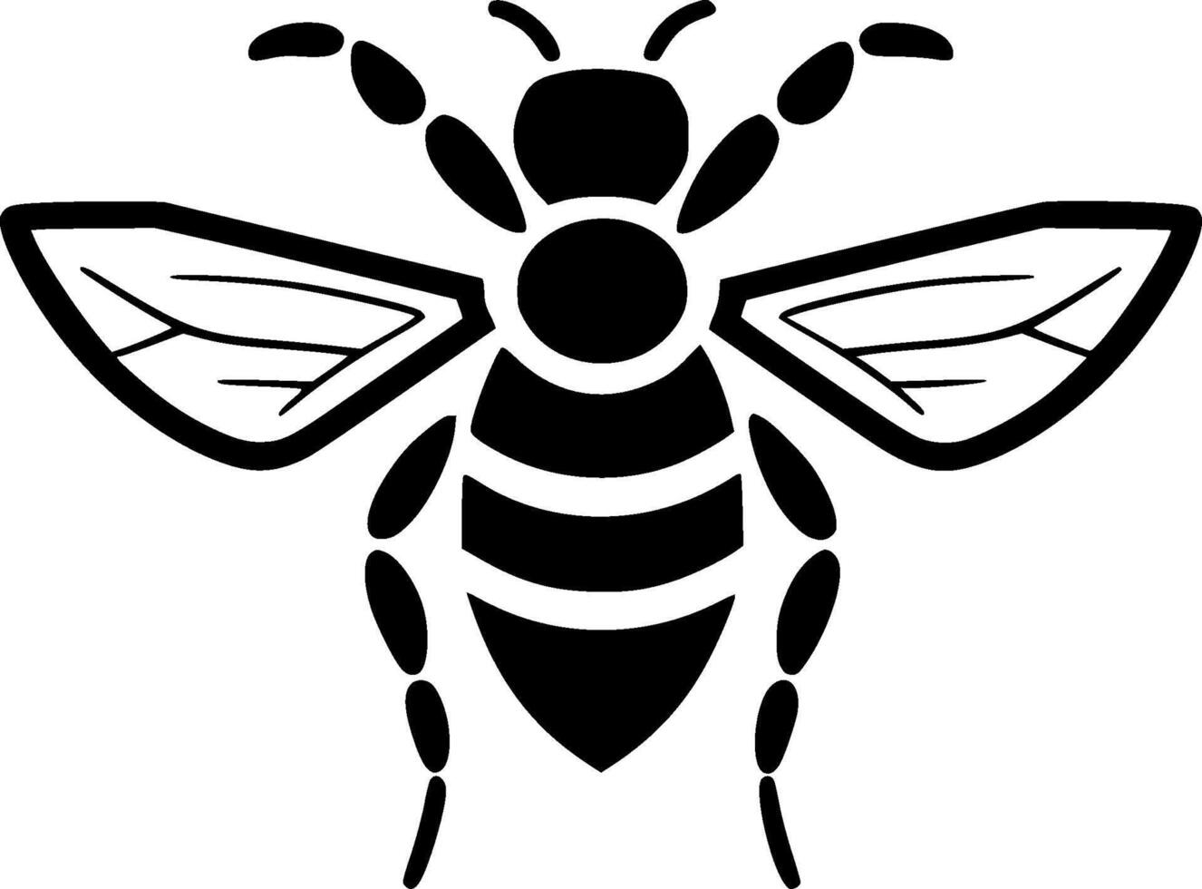 Bee - Black and White Isolated Icon - illustration vector