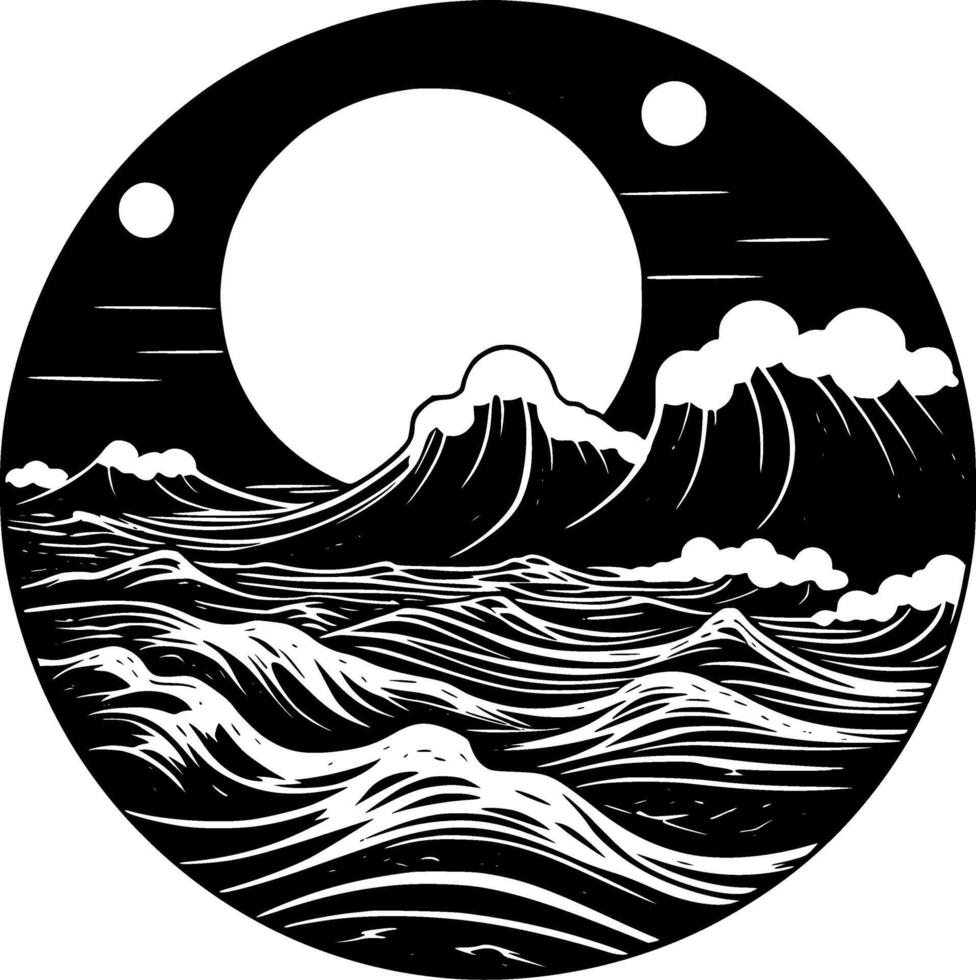 Sea, Minimalist and Simple Silhouette - illustration vector