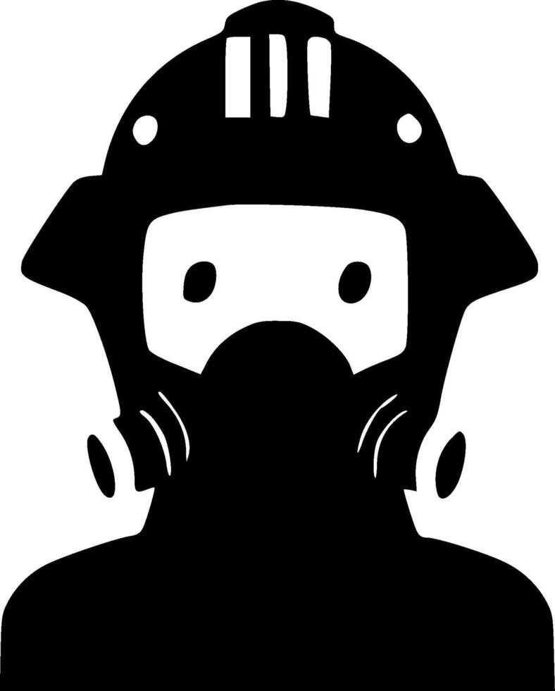 Firefighter, Black and White illustration vector