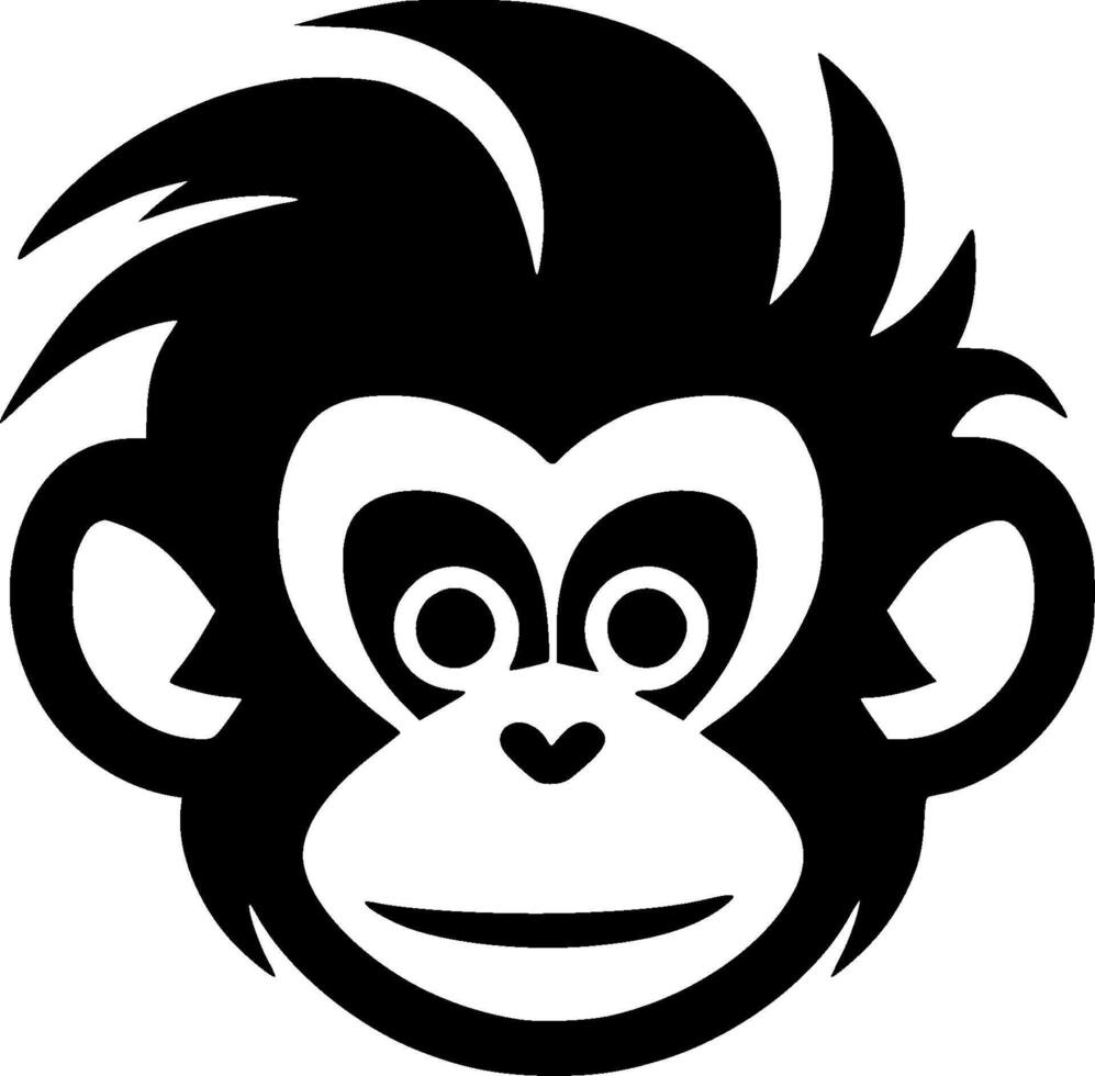 Monkey - Black and White Isolated Icon - illustration vector