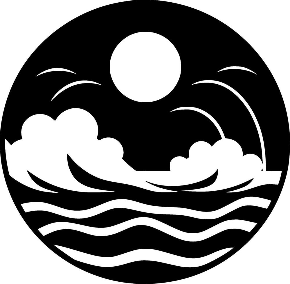 Ocean - Black and White Isolated Icon - illustration vector