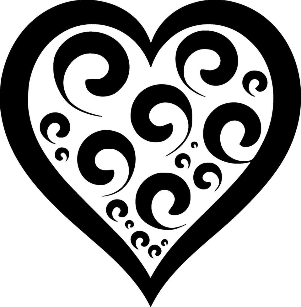 Heart, Black and White illustration vector