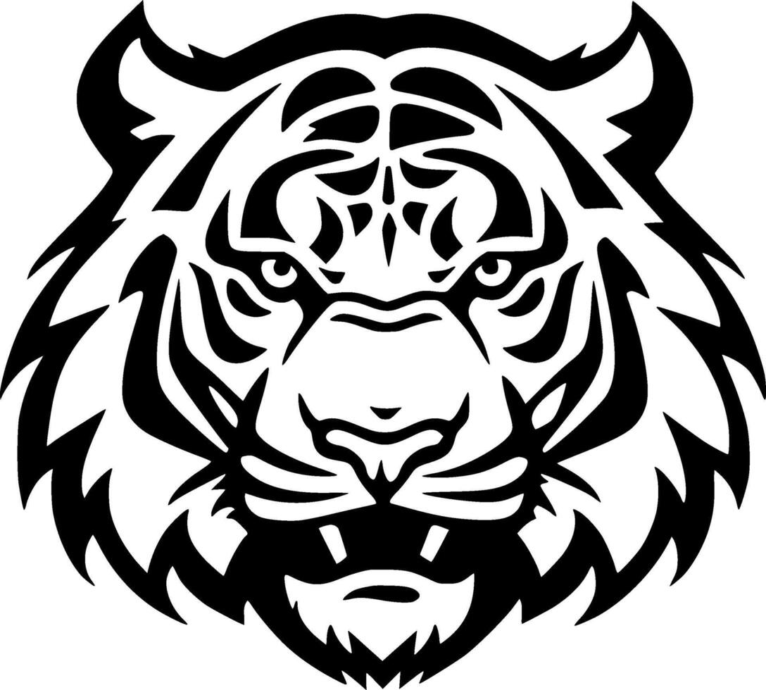 Tiger - Black and White Isolated Icon - illustration vector
