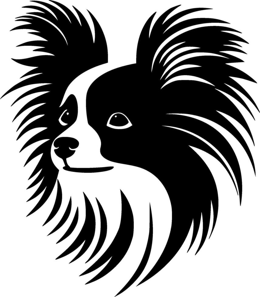 Papillon Dog, Minimalist and Simple Silhouette - illustration vector