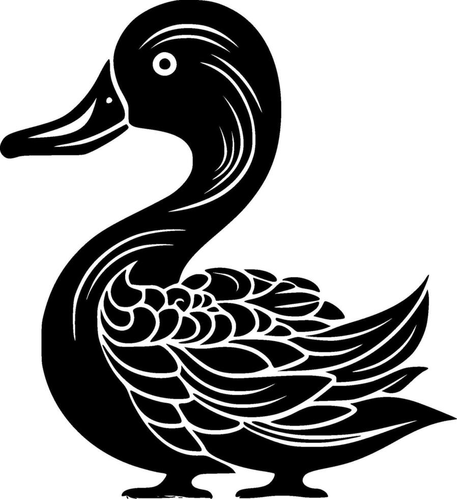 Duck, Black and White illustration vector