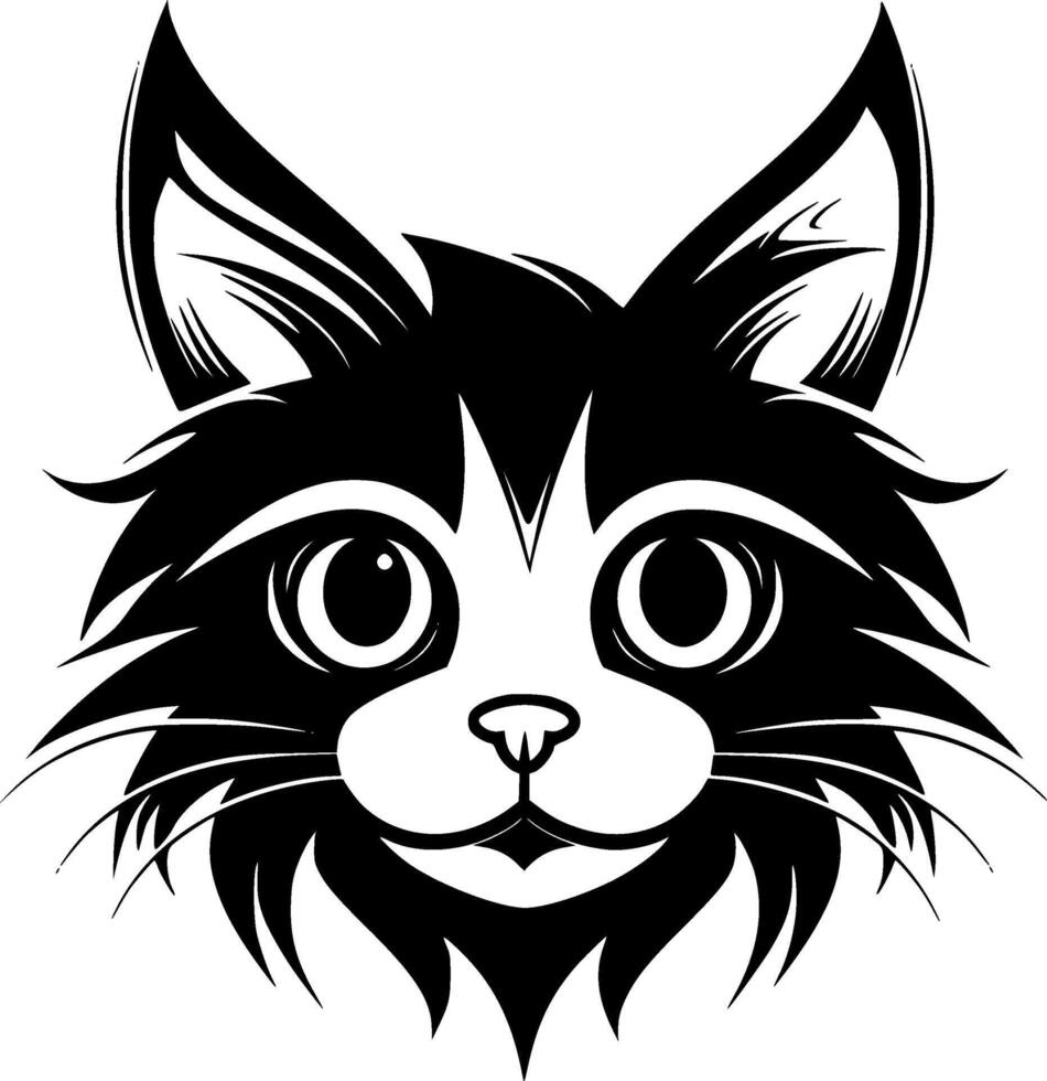 Cat - Black and White Isolated Icon - illustration vector
