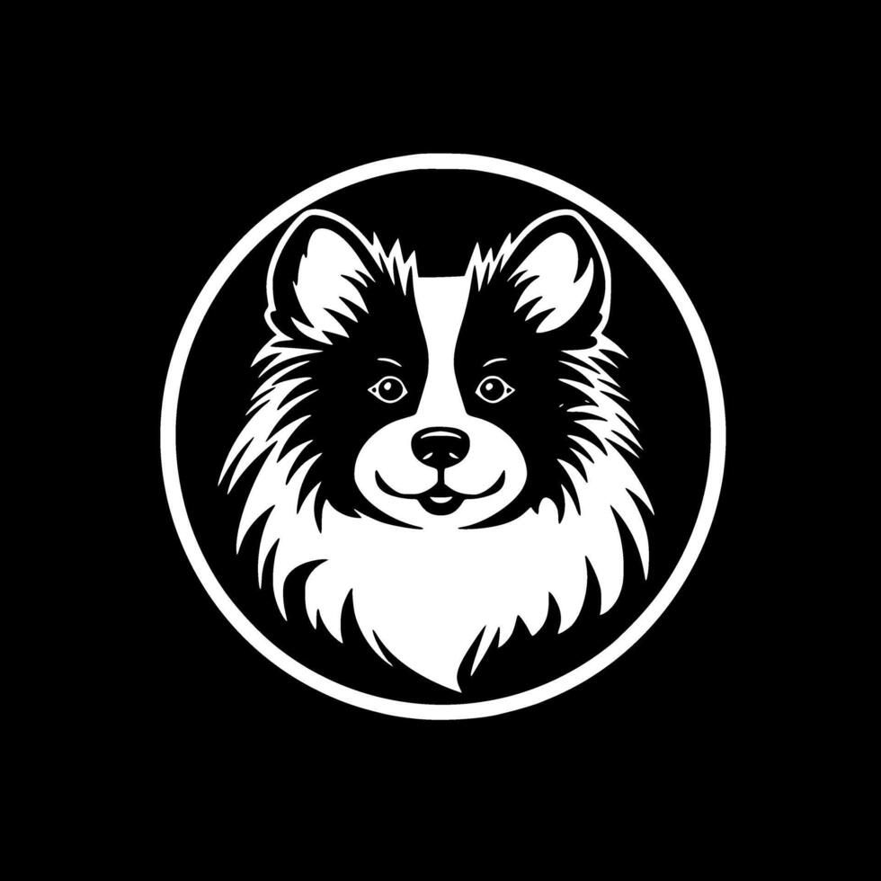 Pomeranian - Black and White Isolated Icon - illustration vector
