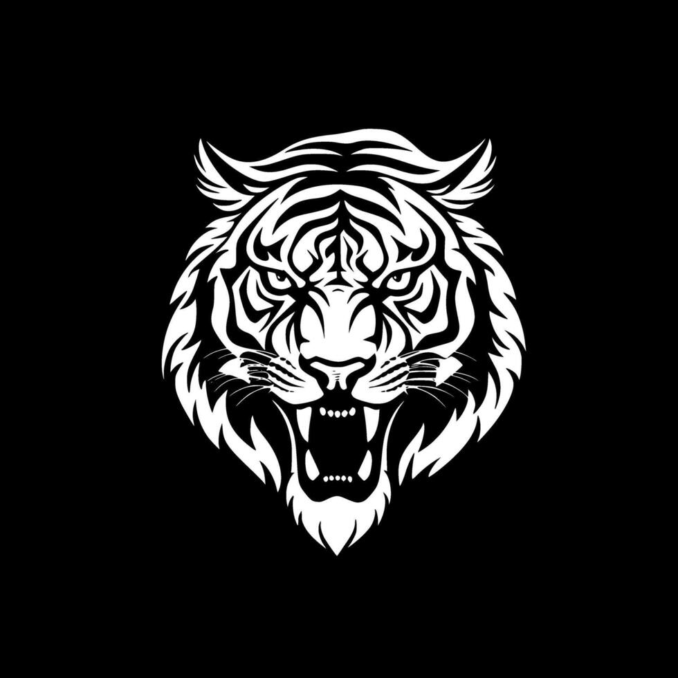 Tiger - Black and White Isolated Icon - illustration vector
