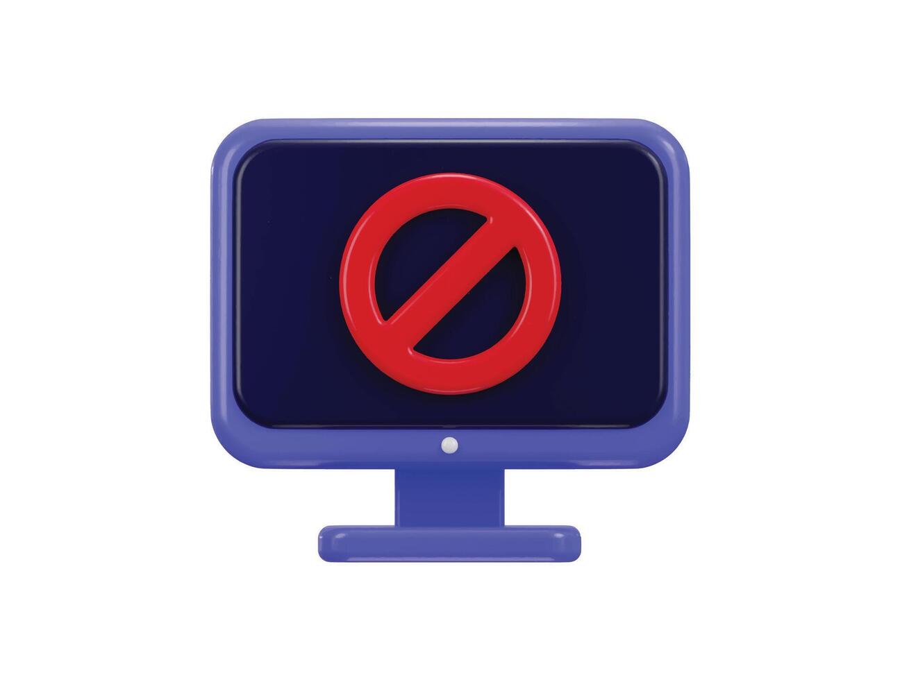 desktop monitor with stop ban warning symbol icon concept of digital media block icon 3d rendering illustration vector