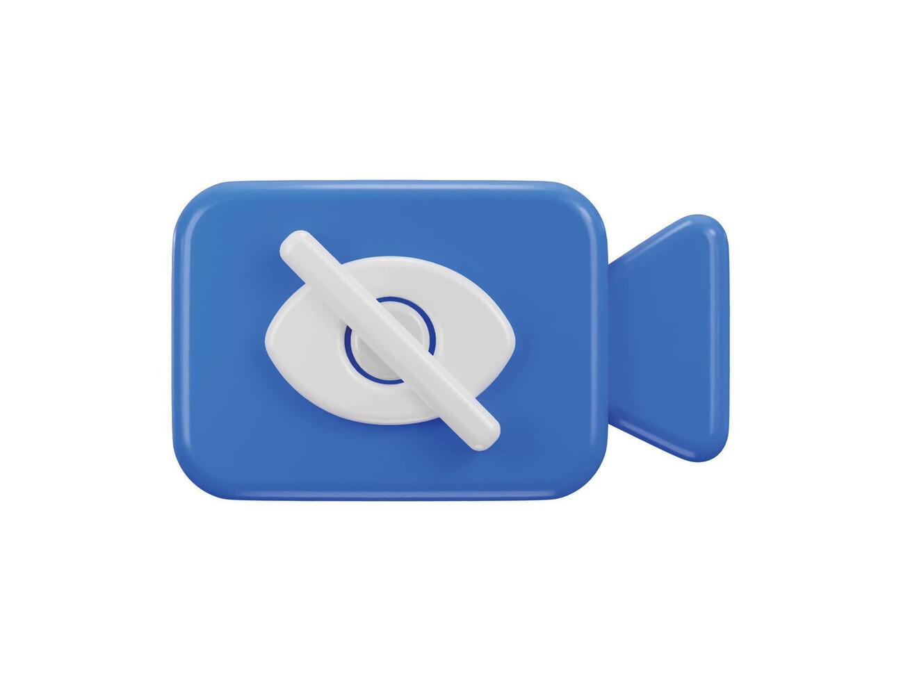 Camera with eye visibility off icon concept of zoom call off icon 3d rendering illustration vector