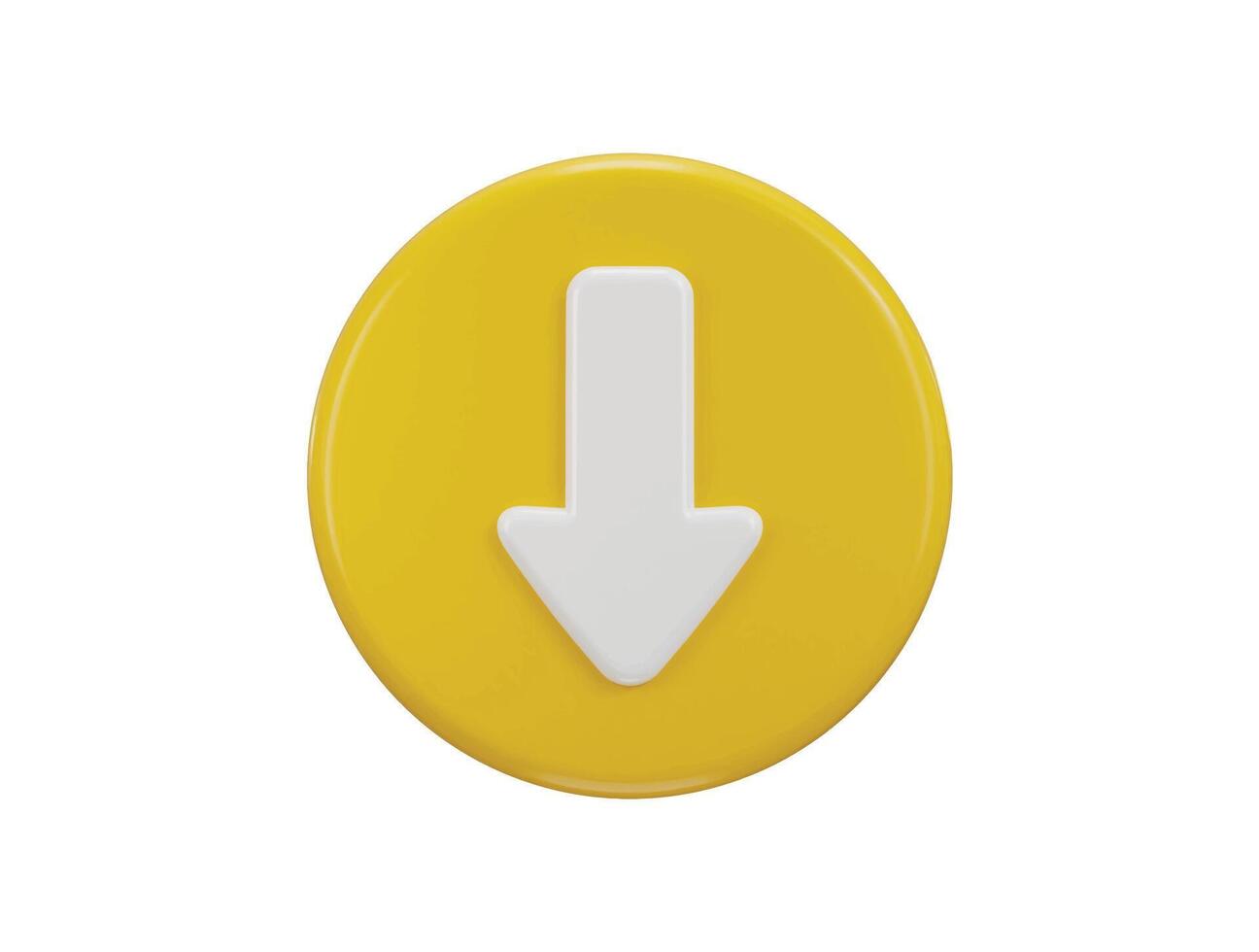 Down arrow icon with circle button icon 3d rendering illustration vector