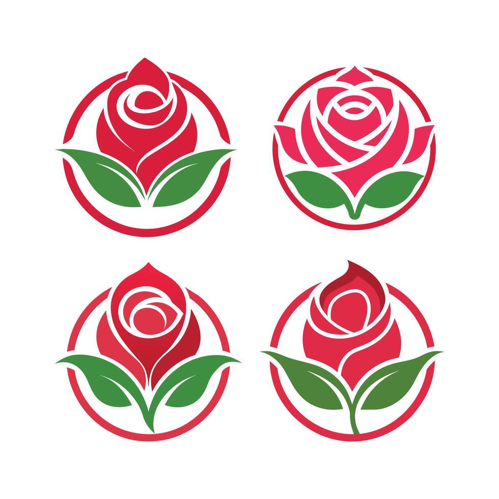 Red-rose logo icons illustration vector