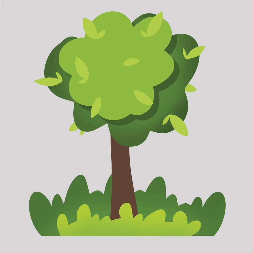 Cartoon tree and grass vector