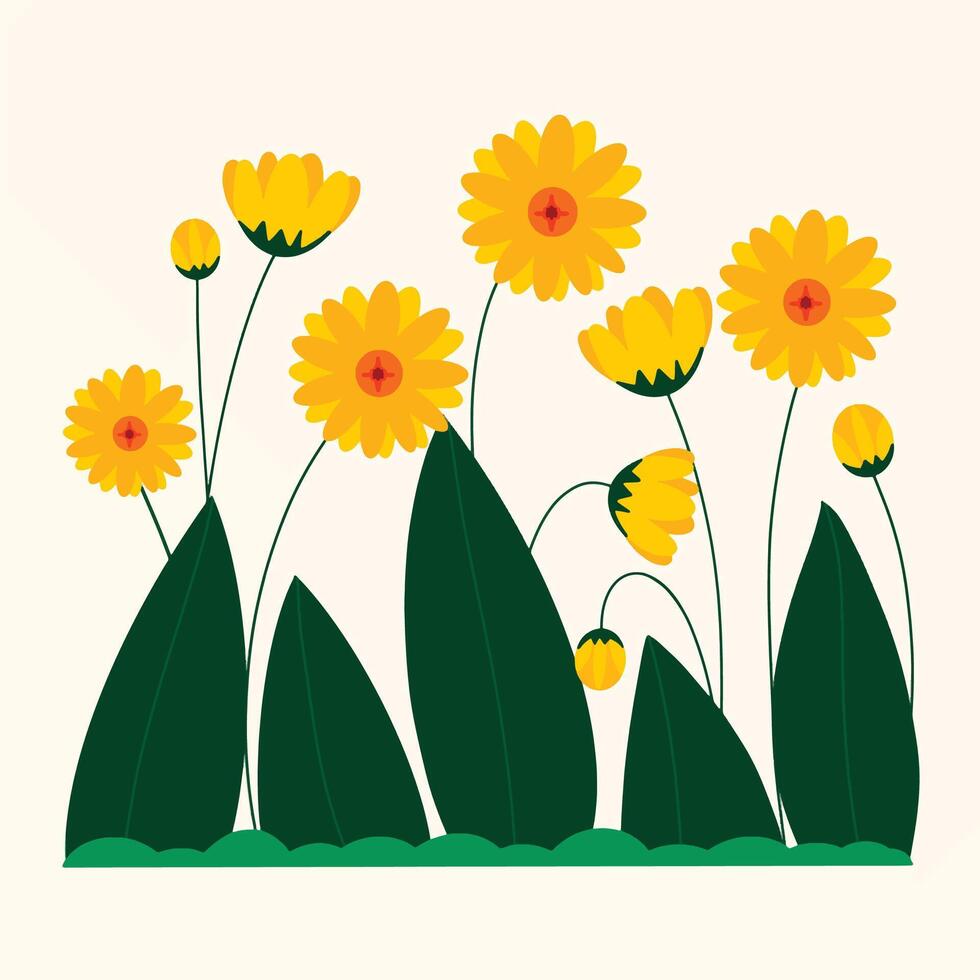 Blooming spring flowers bouquet vector