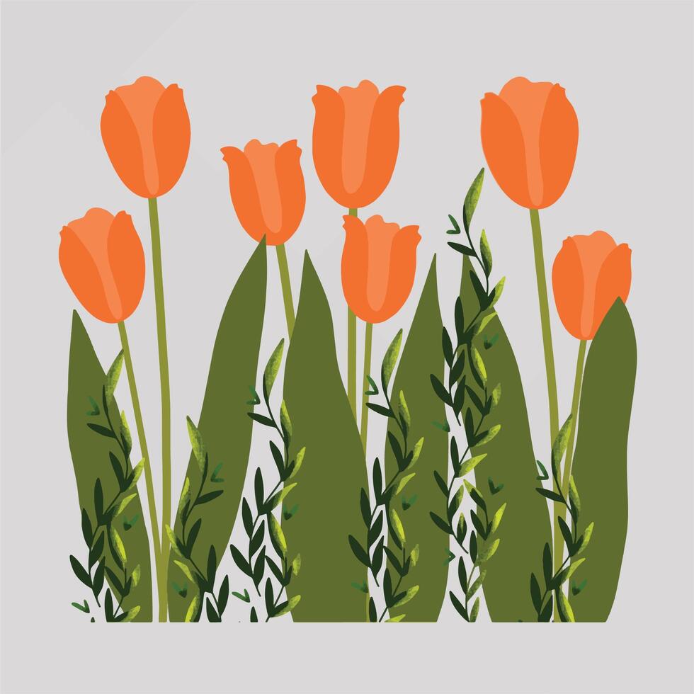 Spring tulips background vector
