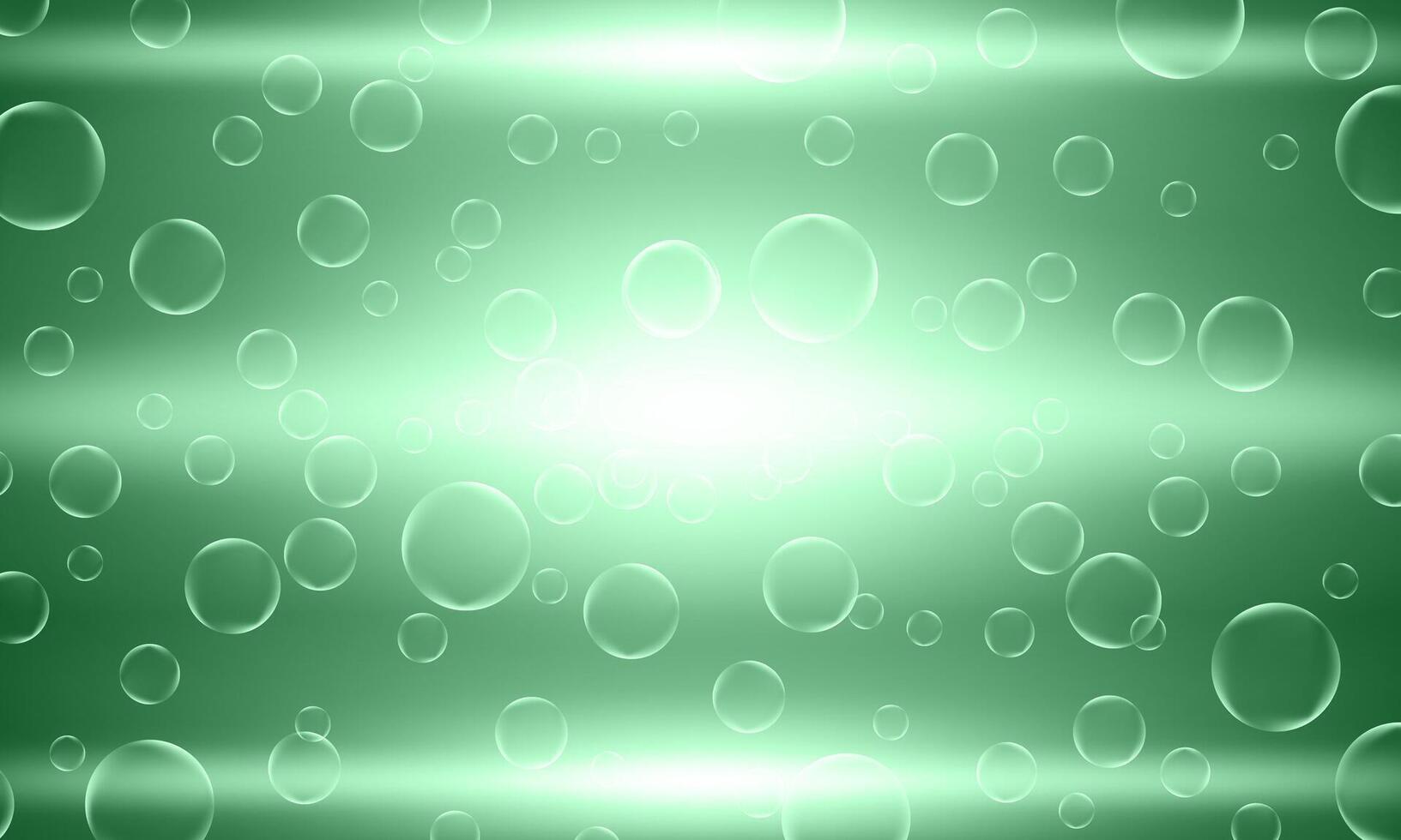 bright soap bubbles on green light background. circle clean. vector