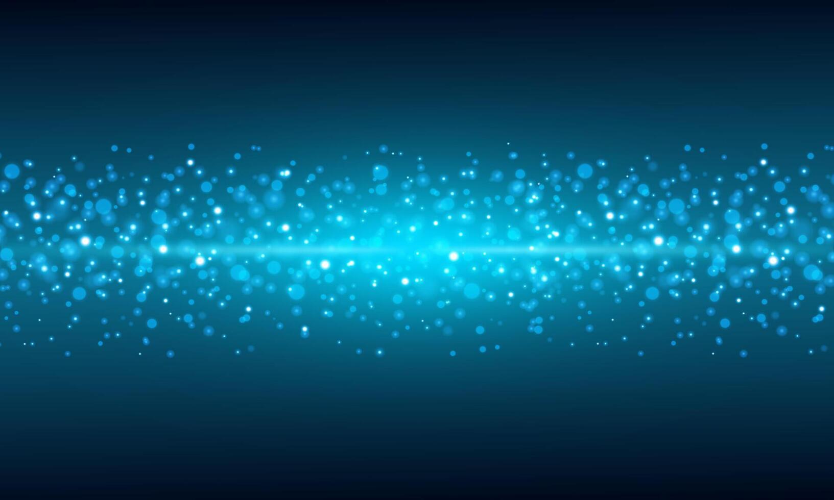 Blurred bokeh light on dark blue background. Abstract glitter defocused blinking stars and sparks. vector