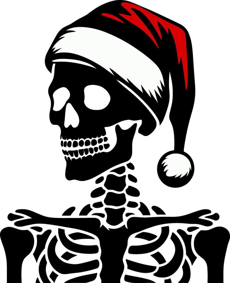 Skeleton in Santa Hat vector