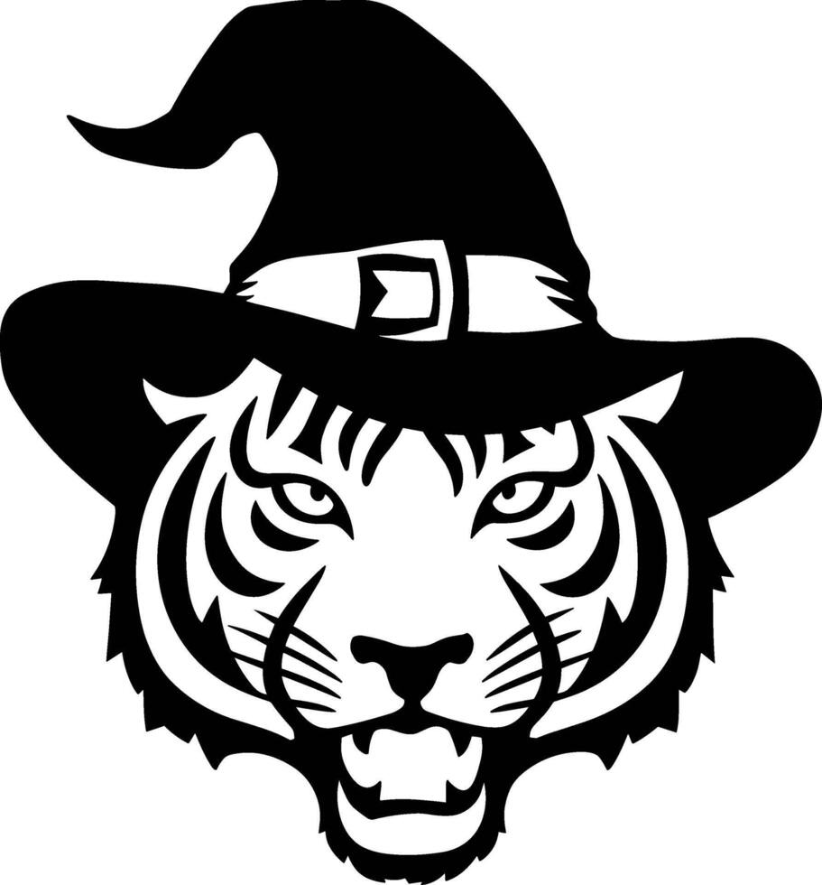 Tiger in Witch Hat vector