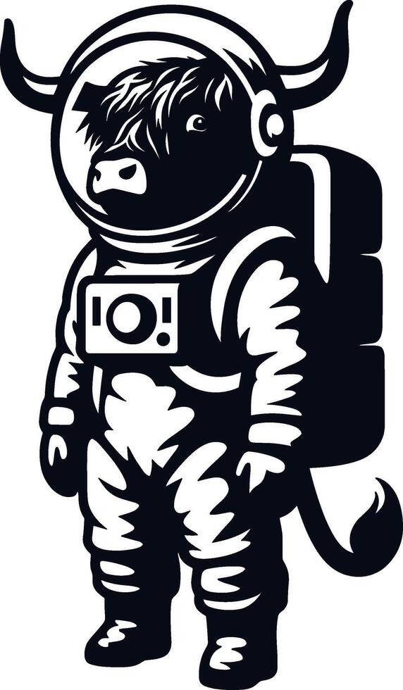 Astronaut Highland Cow vector