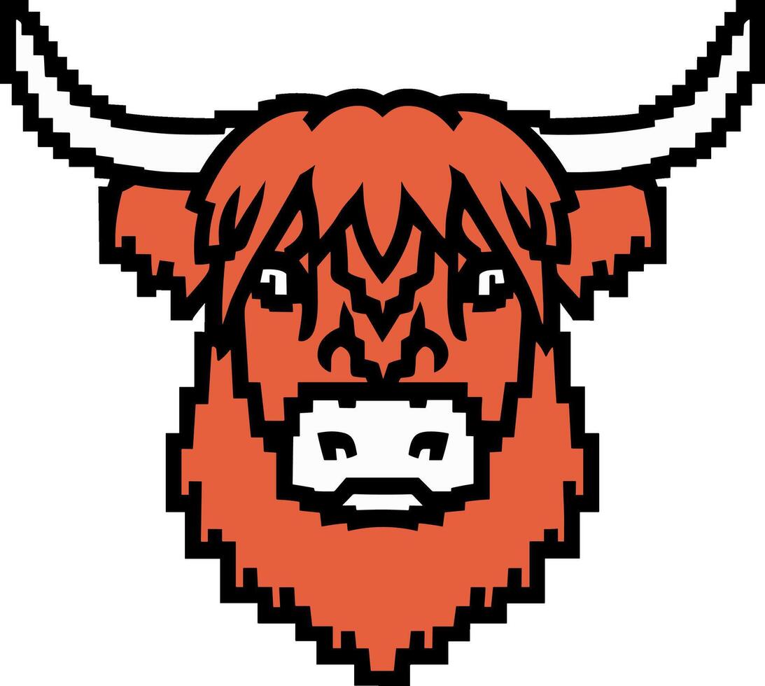 8 Bit Highland Cow vector