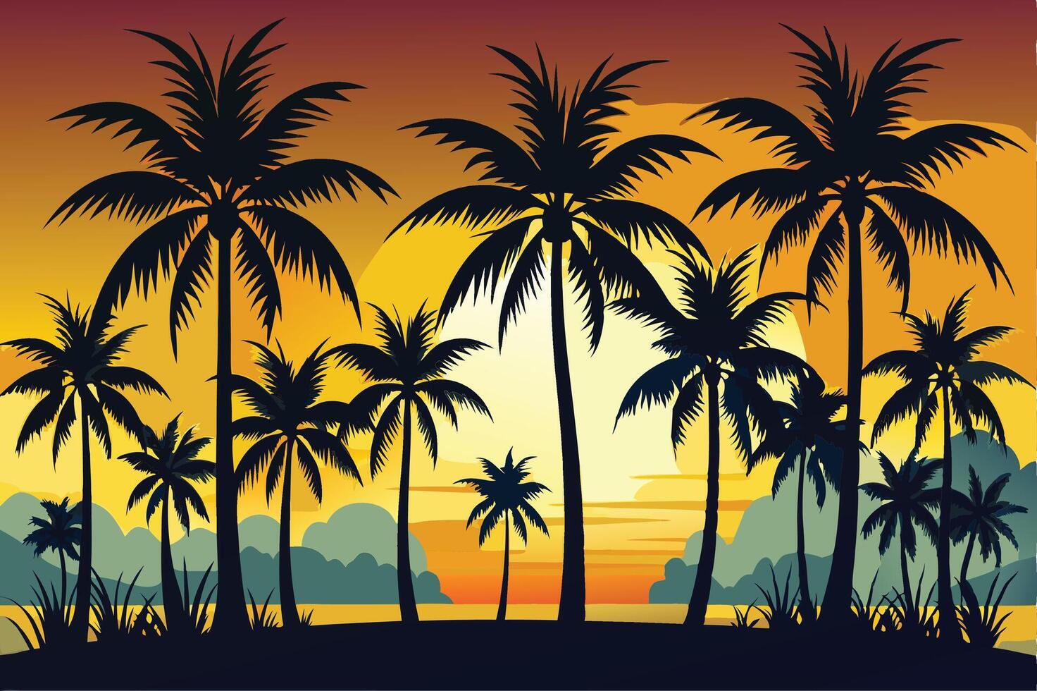 Simple clean black intricate silhouette vector