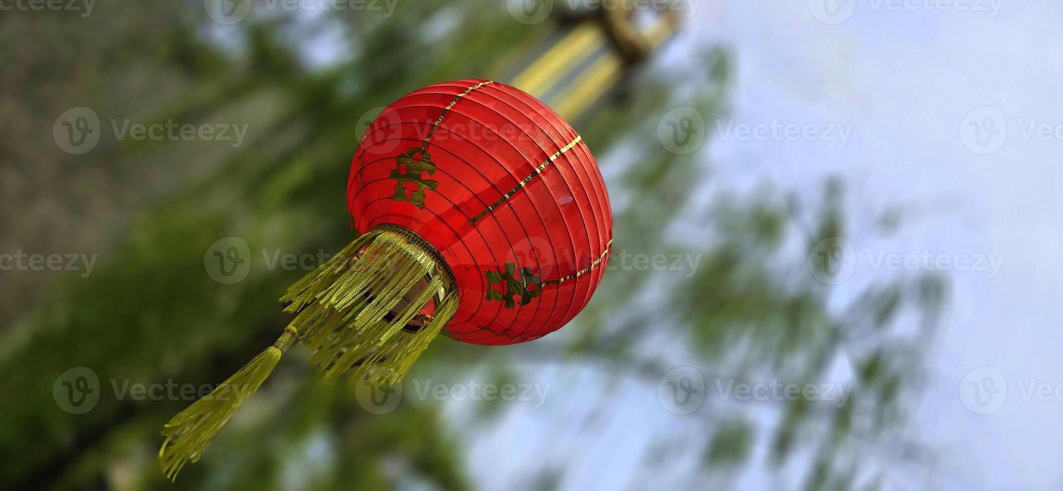 Chinese red lanterns during chinese new year festival, Chinese new year, new year celebration concept and happy new year Chinese, representing prosperity and happiness photo
