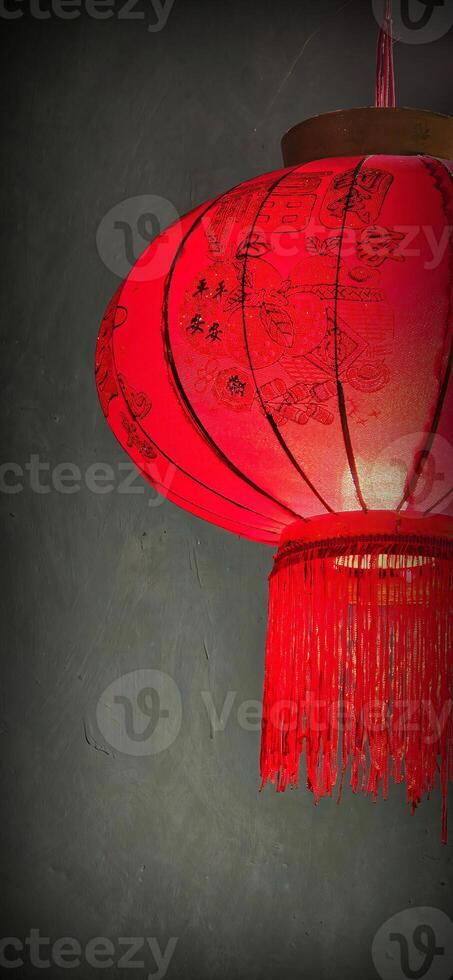 Chinese red lanterns during chinese new year festival, Chinese new year, new year celebration concept and happy new year Chinese, representing prosperity and happiness photo