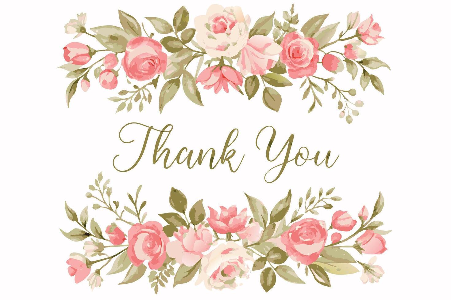 Thank you card with flower frame background vector