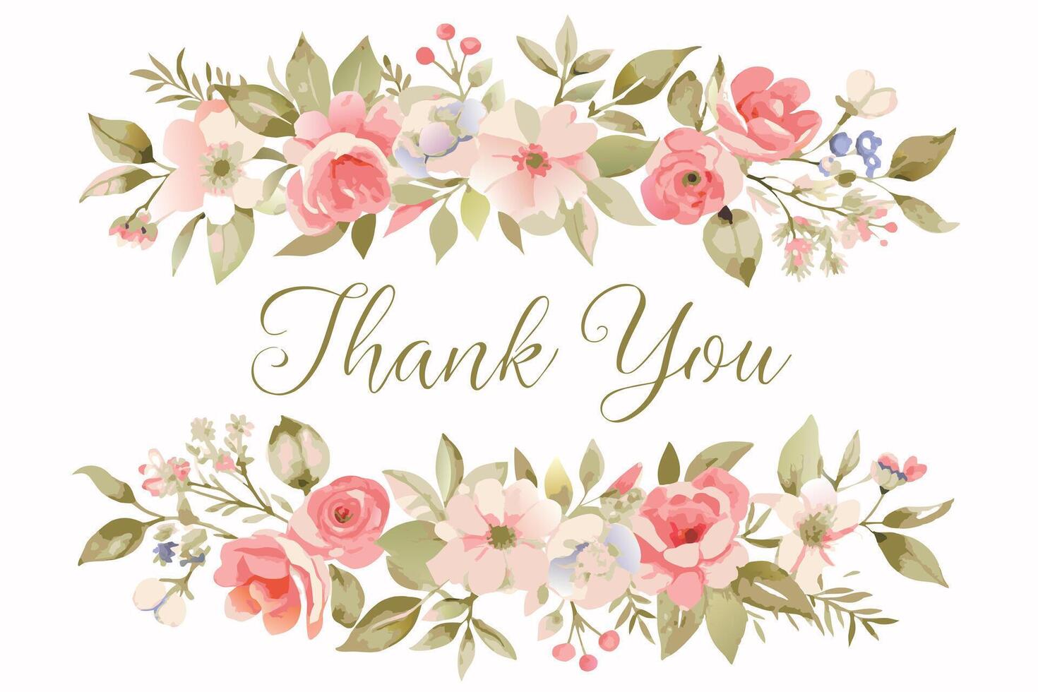 Thank you card with flower frame background vector