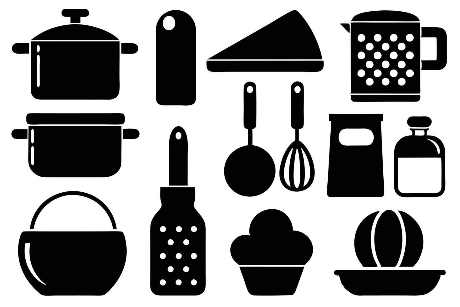 Black kitchen elements vector