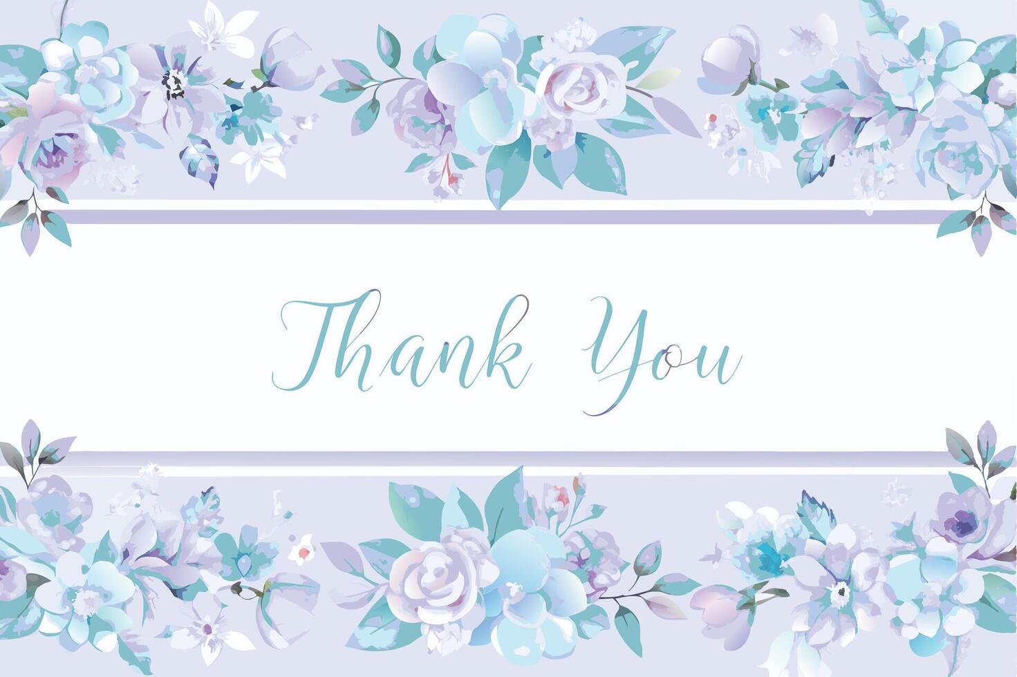 Thank you card with flower frame background vector
