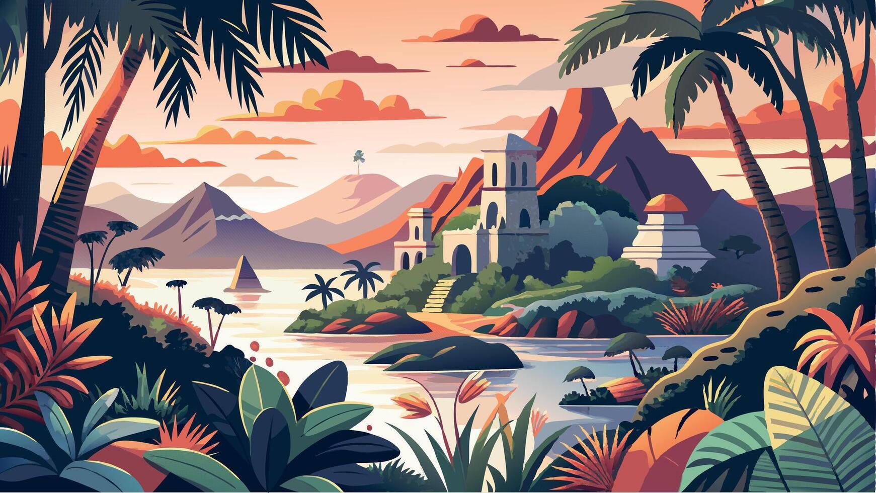 Dreamy Tropical Paradise for Romantic Getaways vector