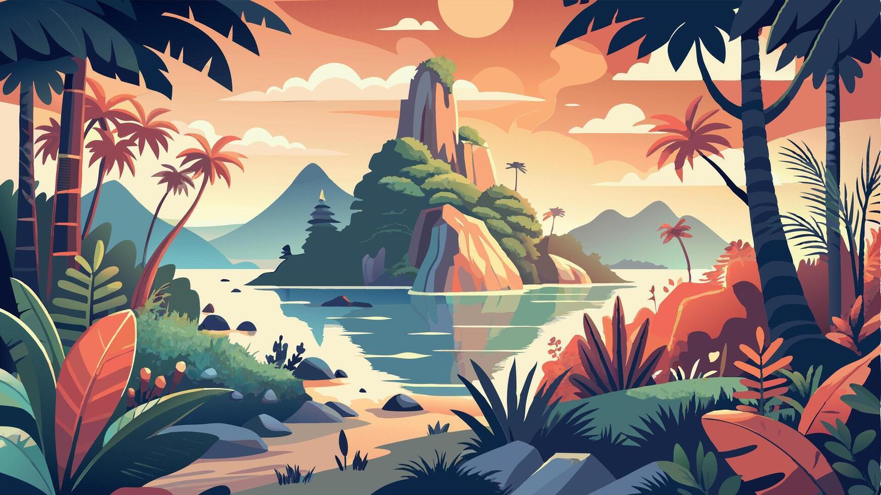 Dreamy Tropical Paradise for Romantic Getaways vector