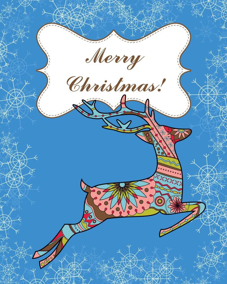 Background with deer and snowflakes vector